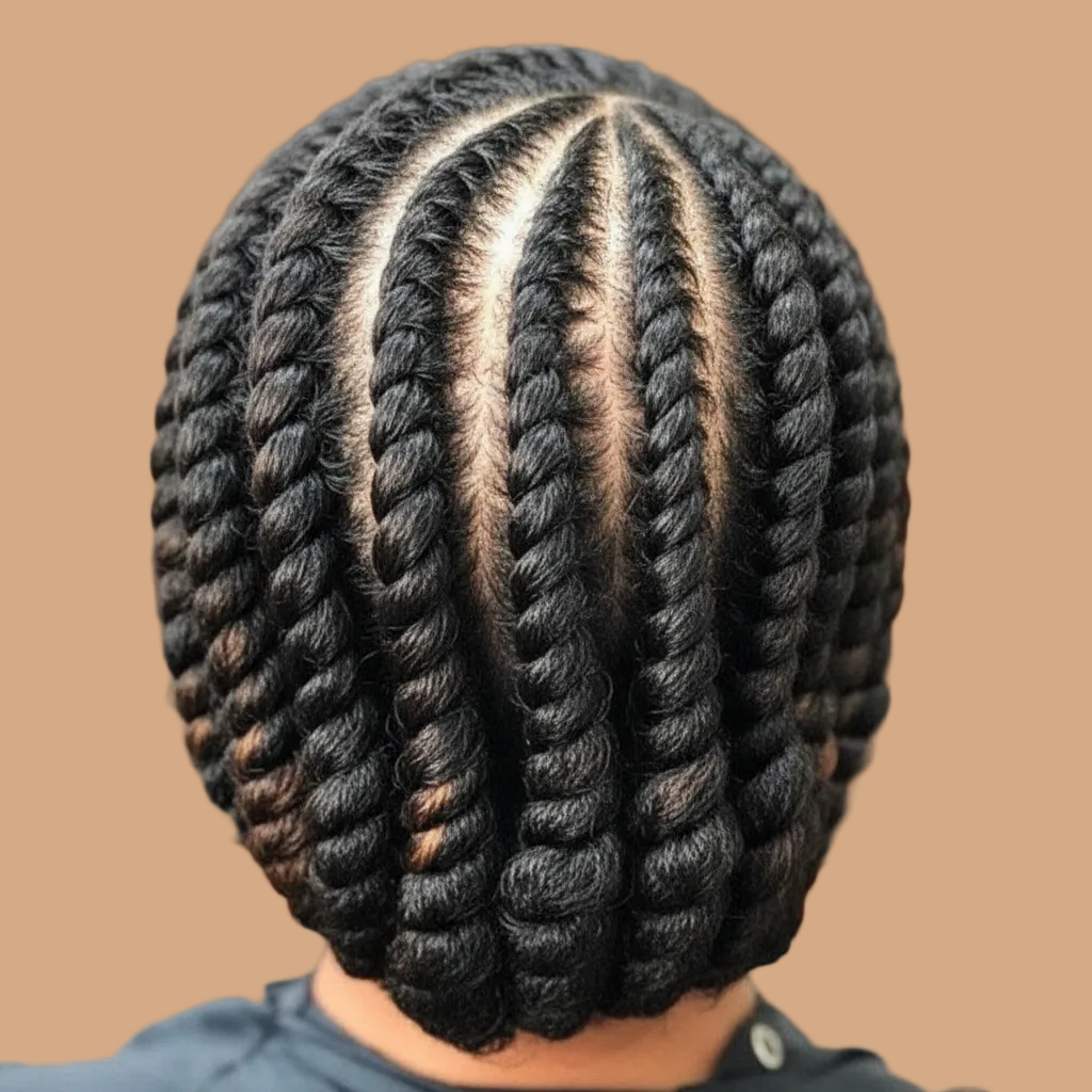 Chunky cornrows back view