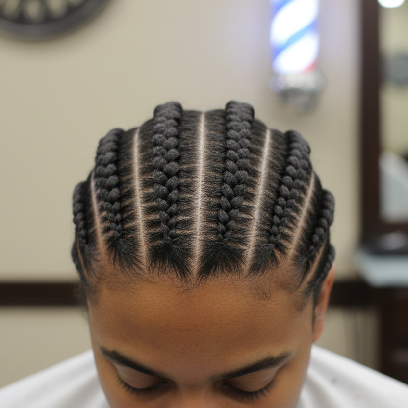 Classic straight-back cornrows
