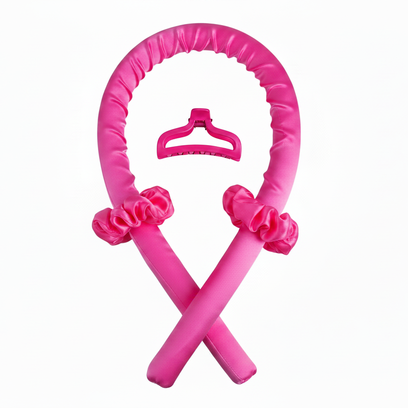 Hot Pink Heatless Curling Set