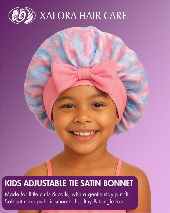 Xalora Kids Adjustable Tie Satin Bonnet