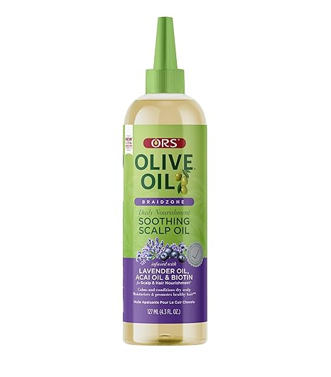 ORS Olive Oil Braidzone Soothing Scalp Oil with Lavender, Acai &amp; Biotin for Nourishment 4.3 oz