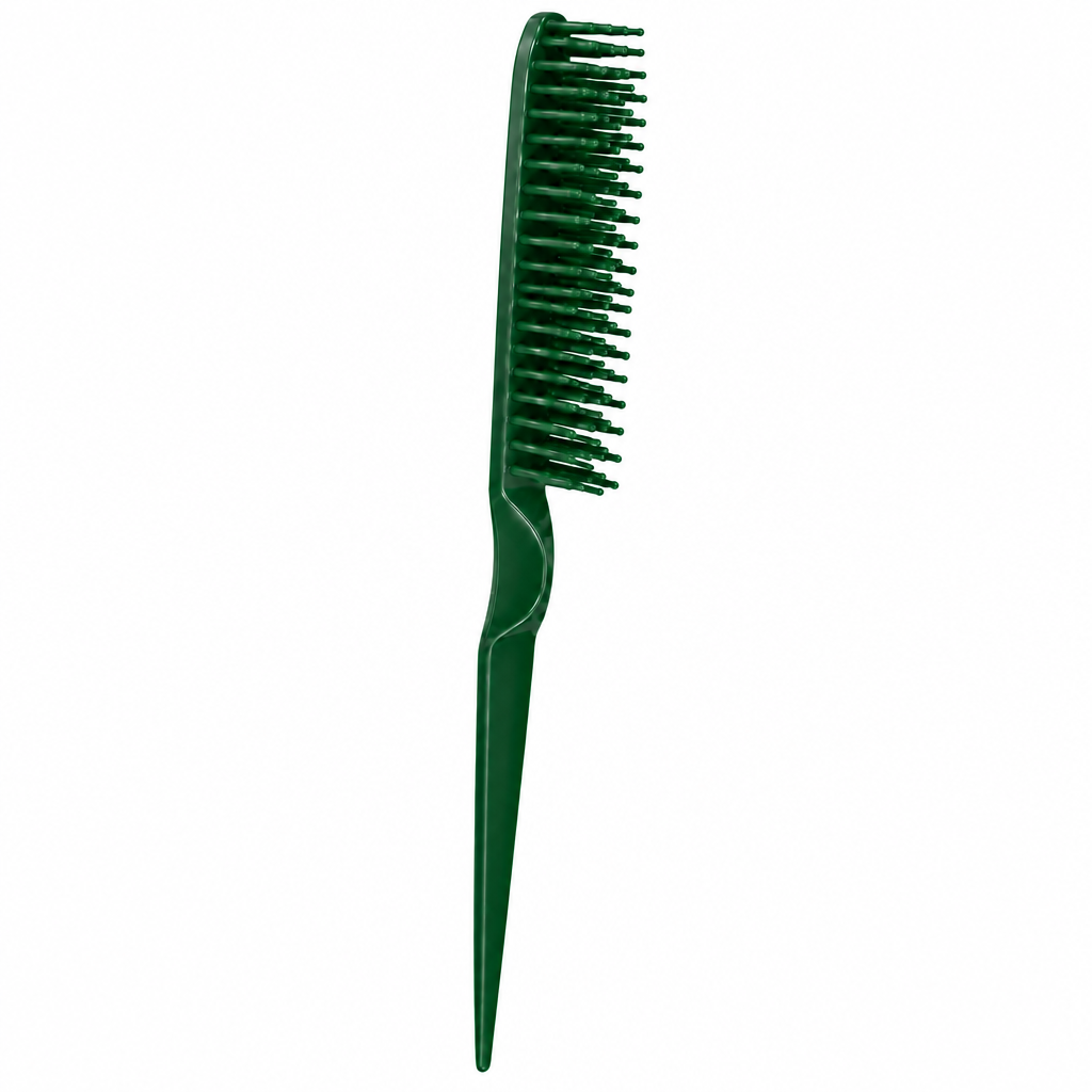 Dark green comb on white background