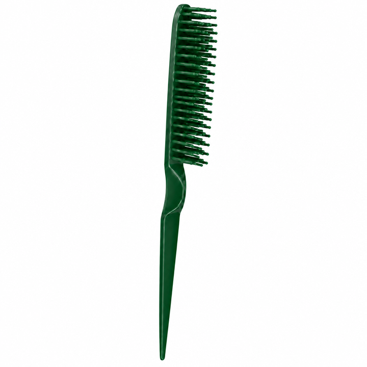 Dark green comb on white background