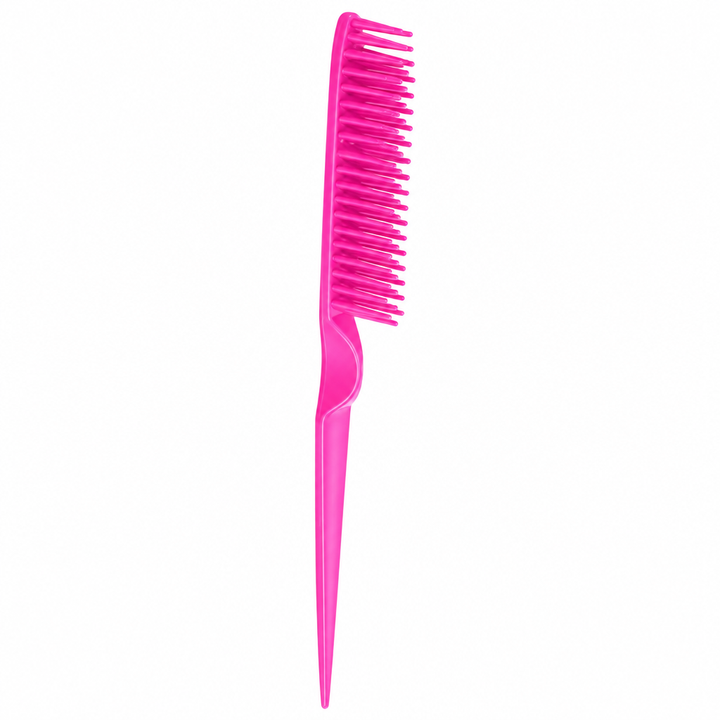 Pink comb on white background