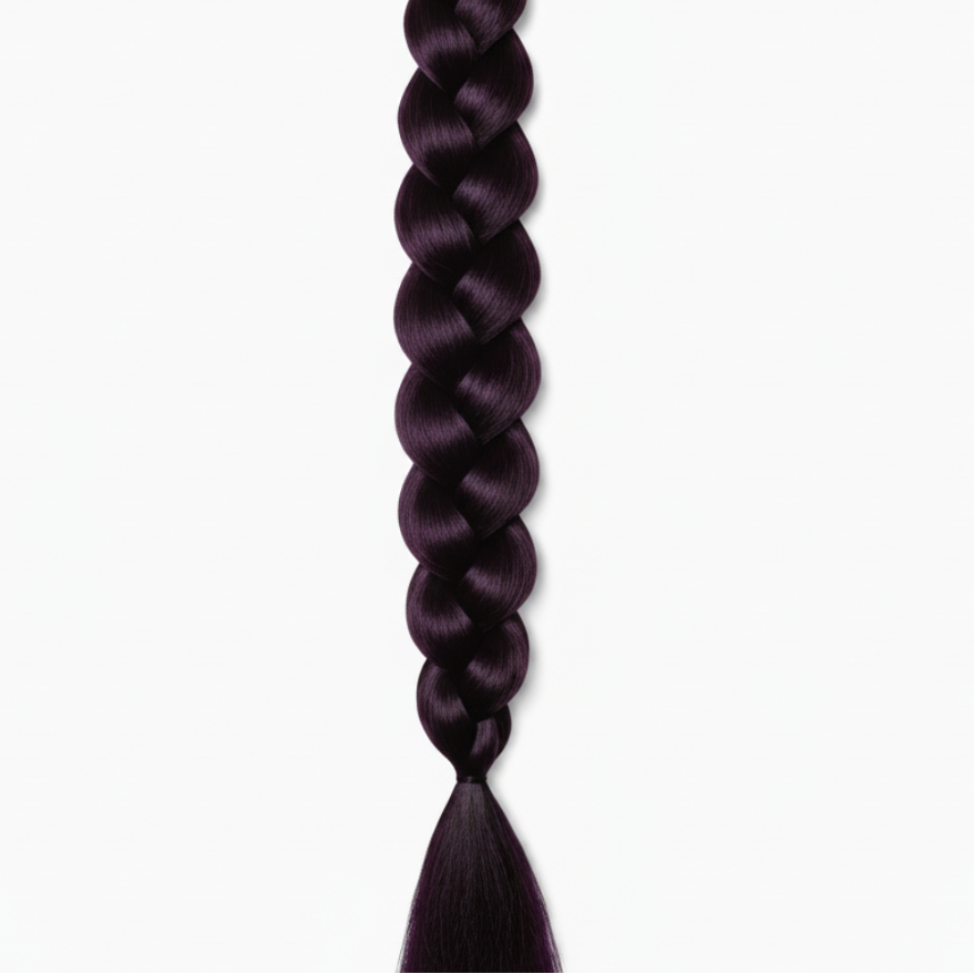 A single long braided synthetic hair extension in a light lavender purple color, shown vertically against a plain white background.