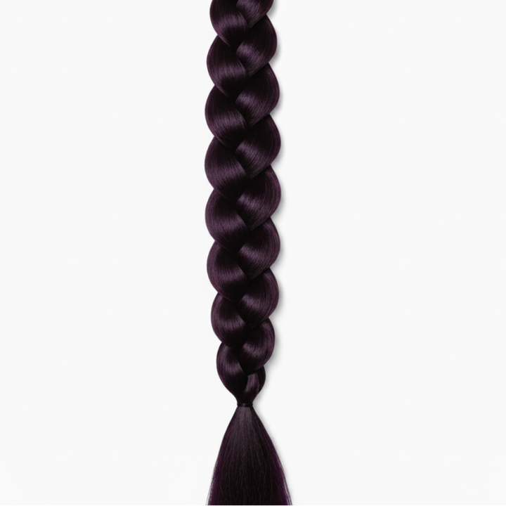 A single long braided synthetic hair extension in a light lavender purple color, shown vertically against a plain white background.