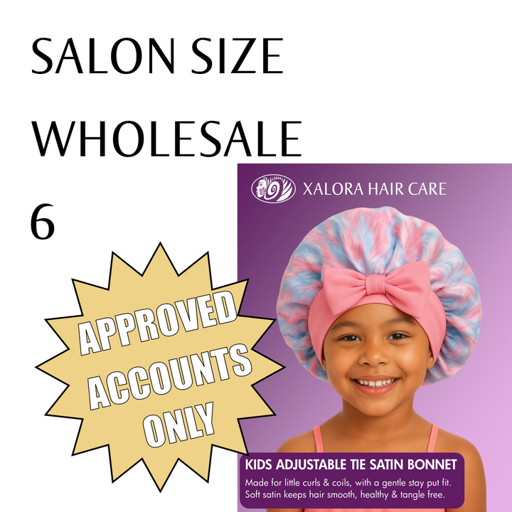 Xalora Kids Adjustable Tie Satin Bonnet Wholesale 6 pack