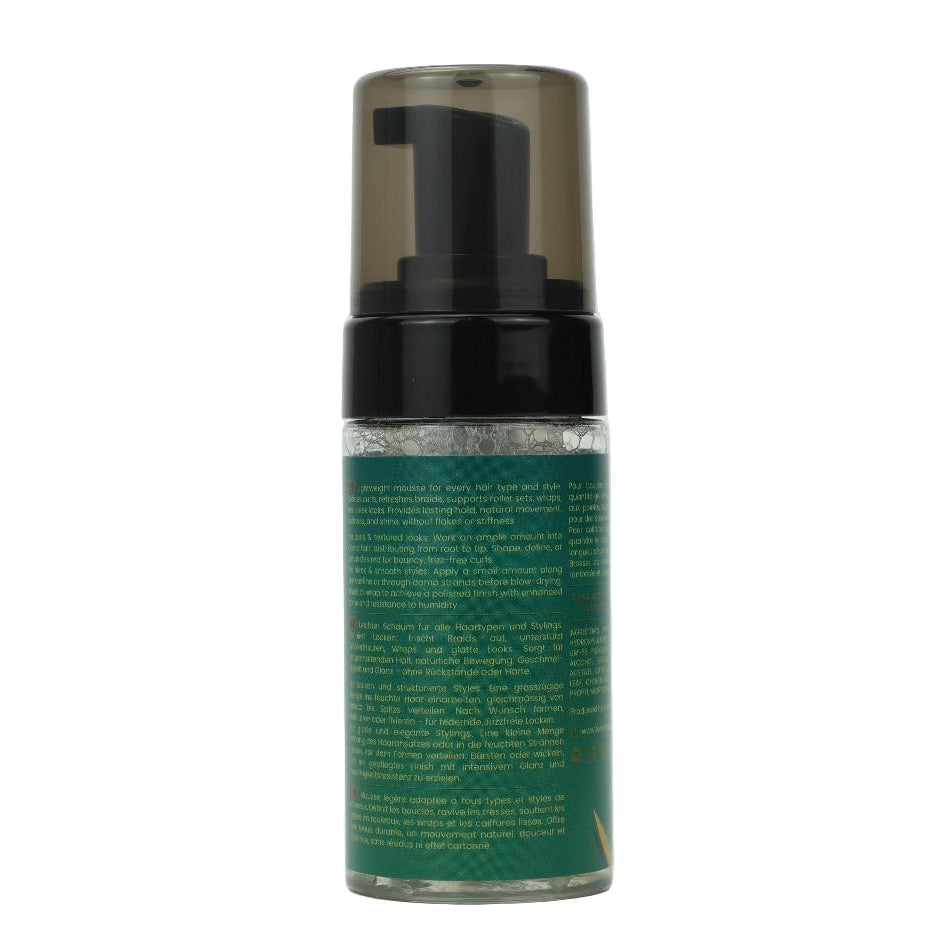 Foam bottle with green label on a white background