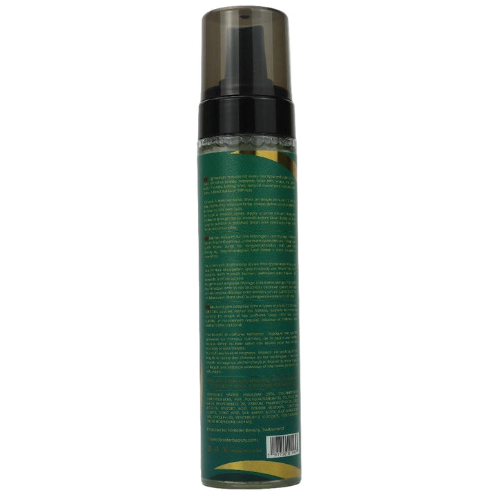 Green aerosol can with black nozzle on a gray background