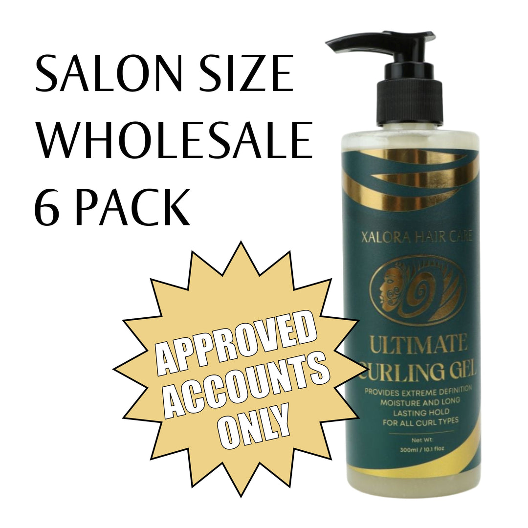 Bottle of hair gel with text indicating salon size, wholesale pack, and approval notice on a white background.