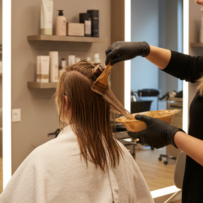 Hair coloring in salon