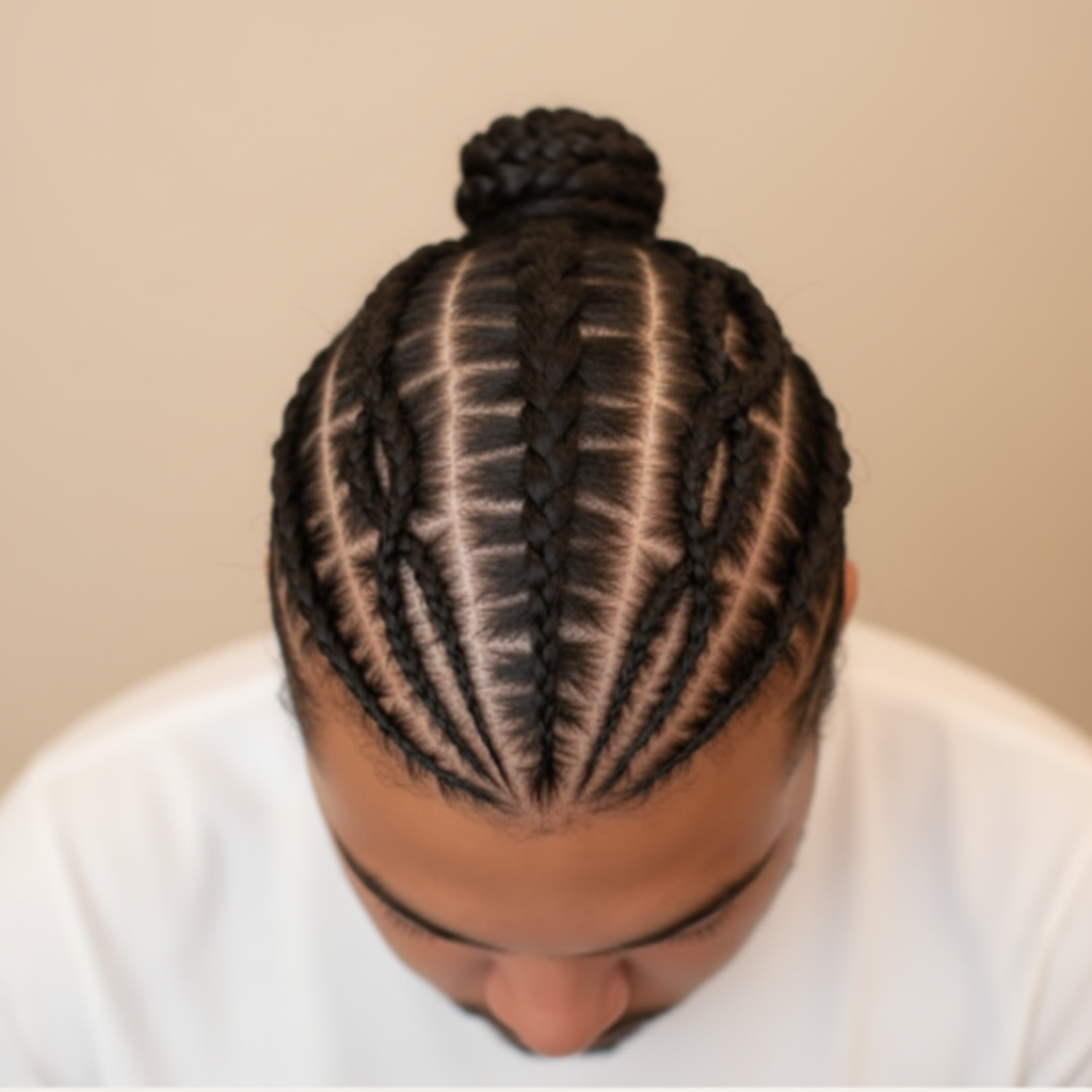 Radiating cornrow pattern no hands