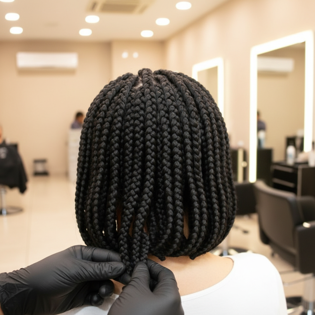 Short Box Braids Bob - Back View