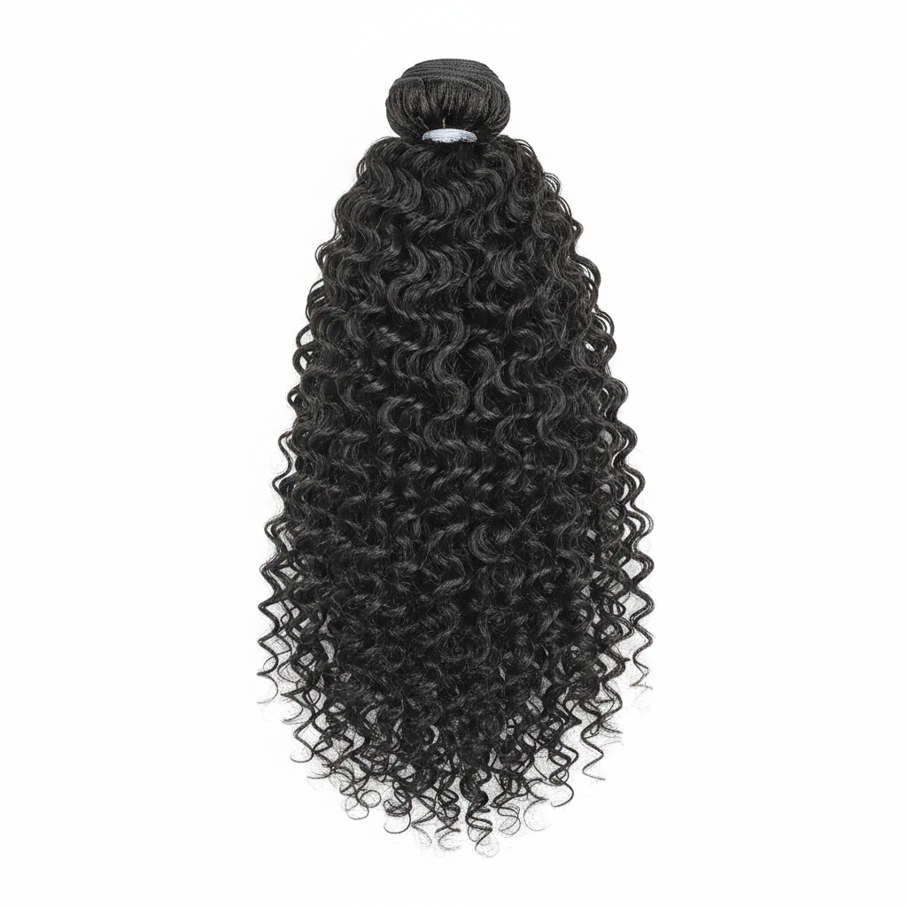 Weft Kinky Curly Nero Sfondo Bianco