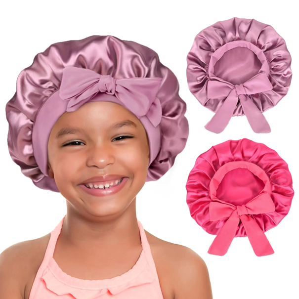 Xalora Kids Adjustable Tie Satin Bonnet