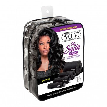 Firstline® Evolve® 30PK Satin Black rollers, Clear square pouch