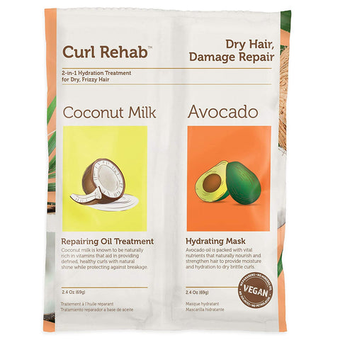 Curl Rehab Dry Hair Repair 2-in-1 Coconut Milk & Avocado Hydrating Mask 4.8oz