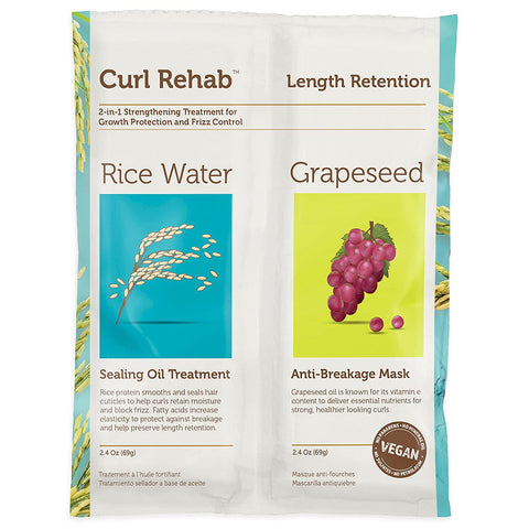 Curl Rehab Length Retention/Strength Dual Treatment, Rice Water Sealing Oil Treatment & Anti-Breakage Mask, 4.8 Oz